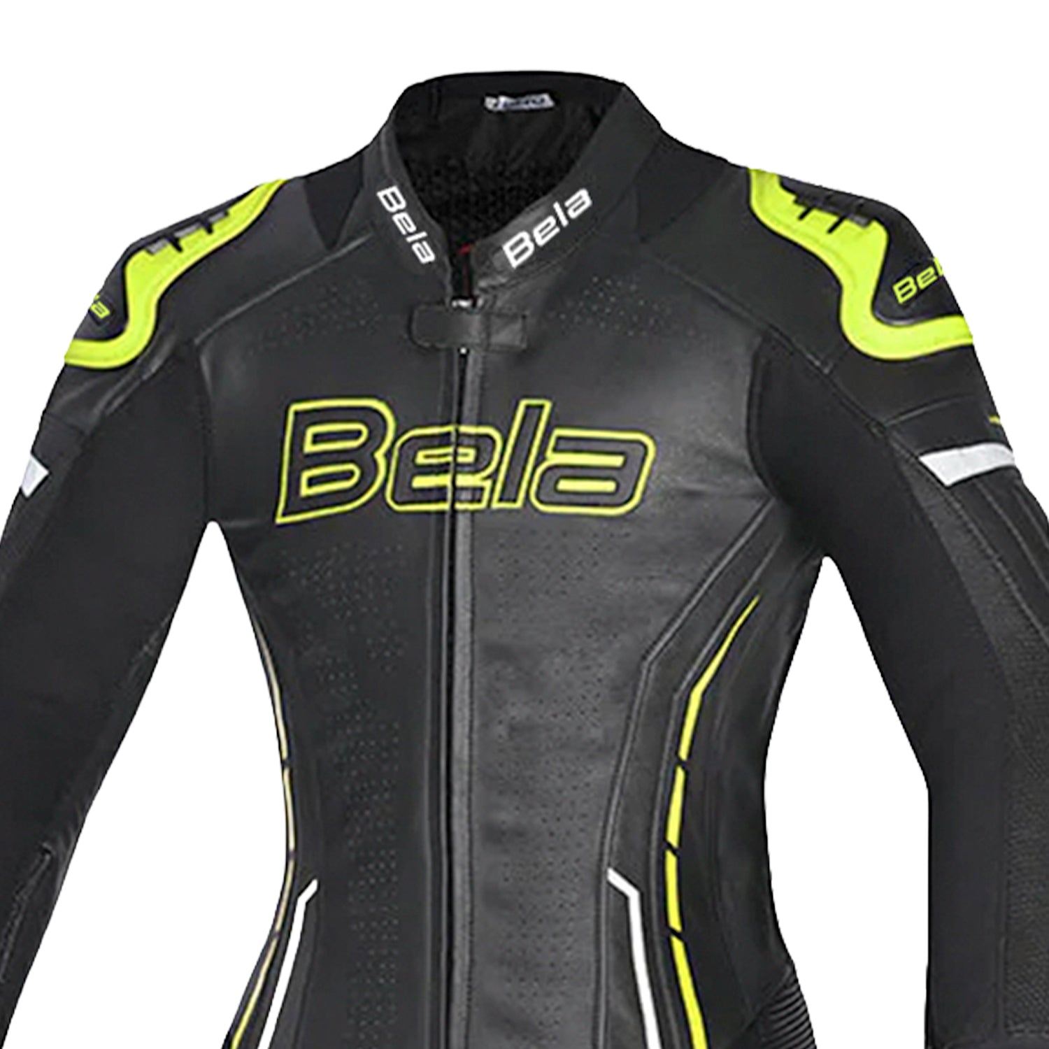 BELA Rocket Lady Mix Kangaroo 1-PC Motorcycle Racing Suits White/Black/Yellow Fluor