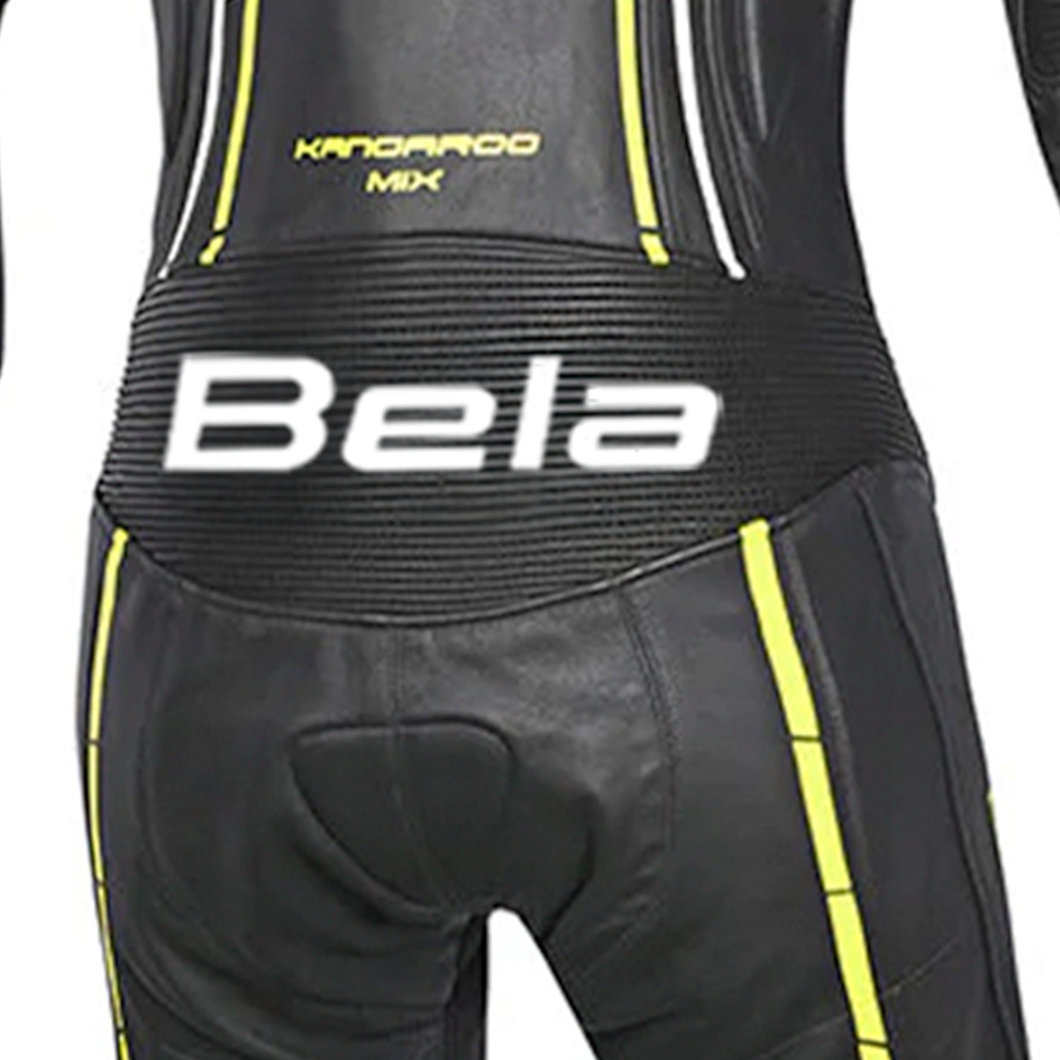 BELA Rocket Lady Mix Kangaroo 1-PC Motorcycle Racing Suits White/Black/Yellow Fluor
