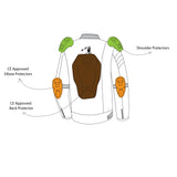 infographic sketch bela royal rider jacket black color riding jacket back side view