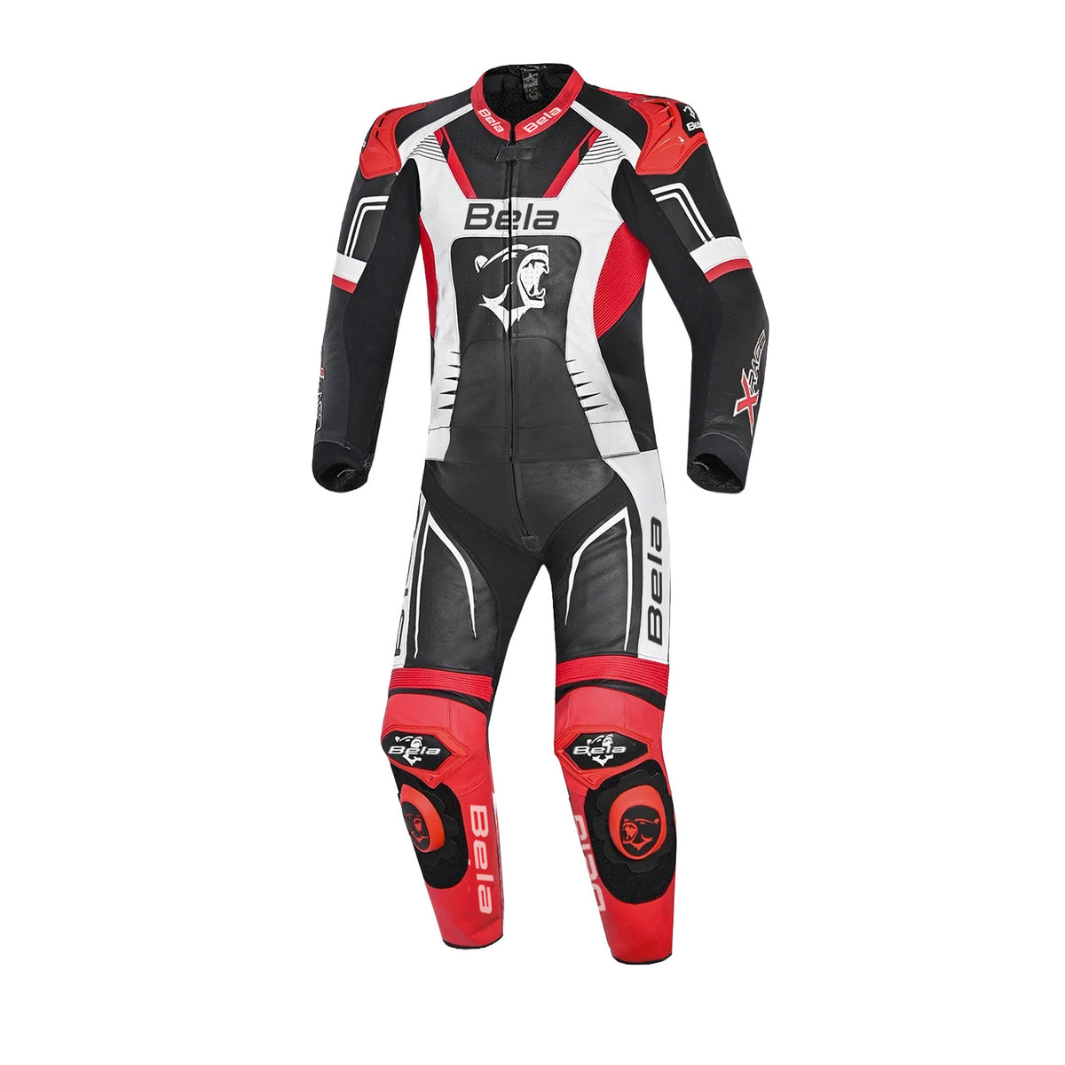 BELA X Race 2PC Racing Motorcycle Leather Suits Black White Red
