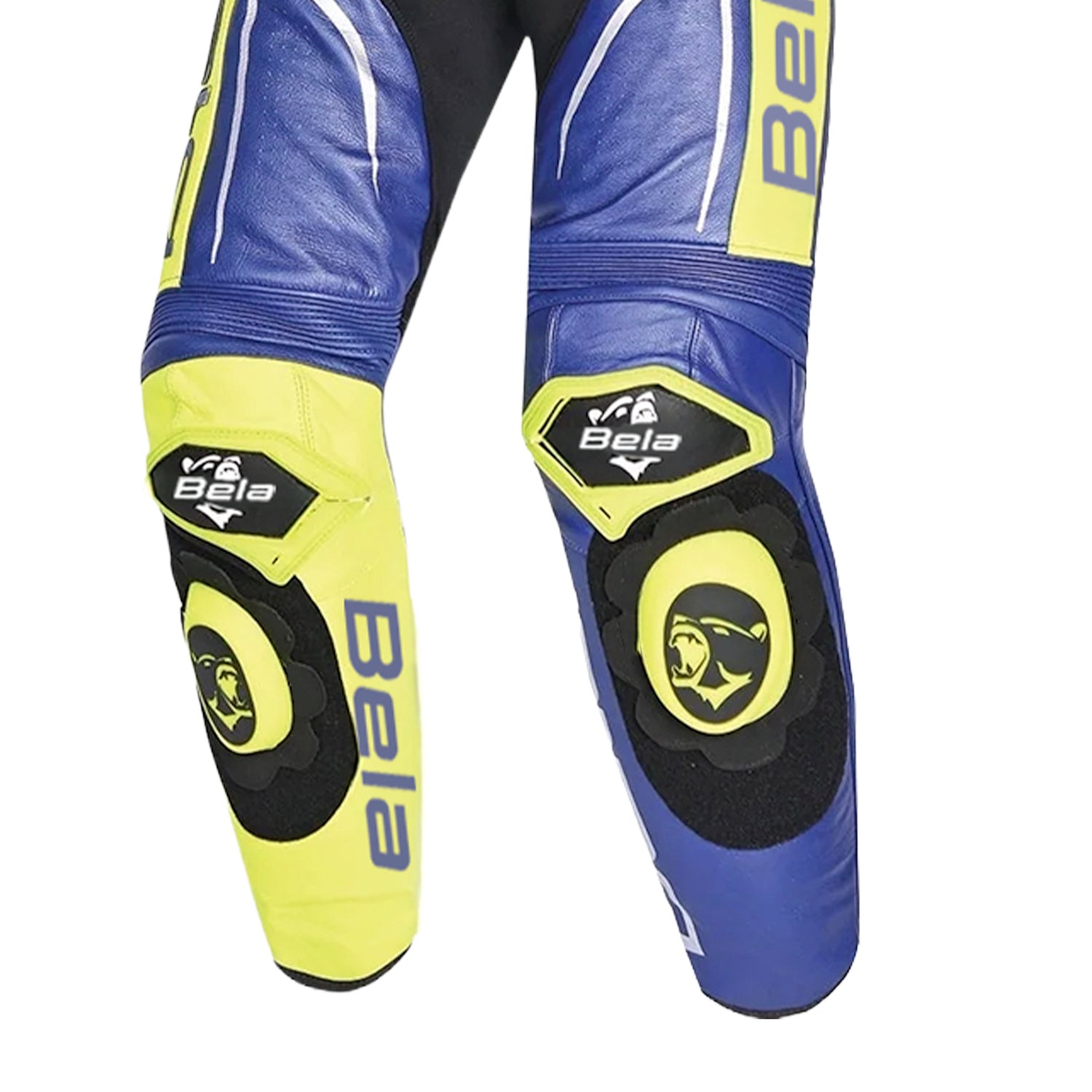Bela X Race 1 Pc Motorcycle Racing Leather Suit Blue Yellow Black