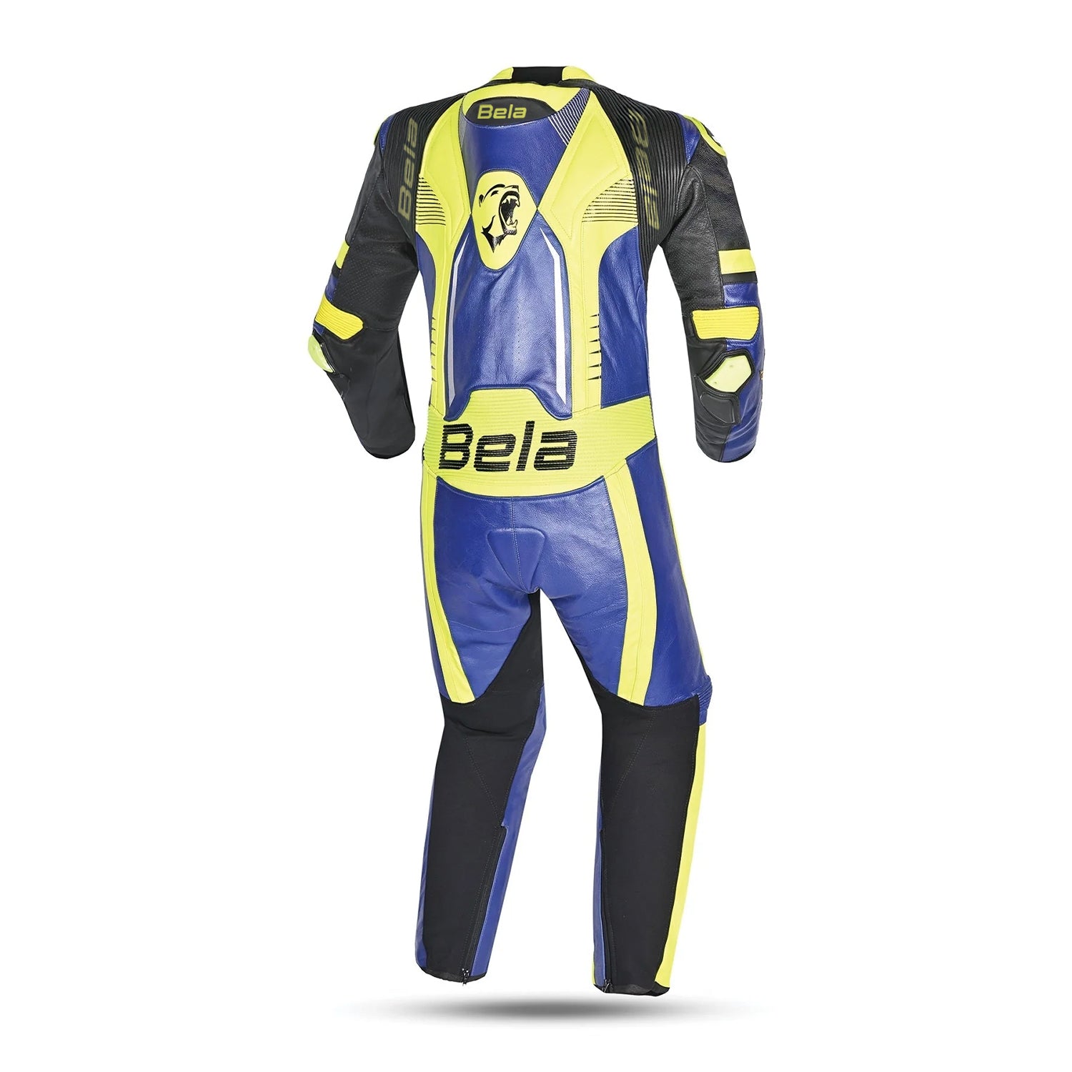 Bela X Race 1 Pc Motorcycle Racing Leather Suit Blue Yellow Black
