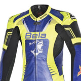 Bela X Race 1 Pc Motorcycle Racing Leather Suit Blue Yellow Black