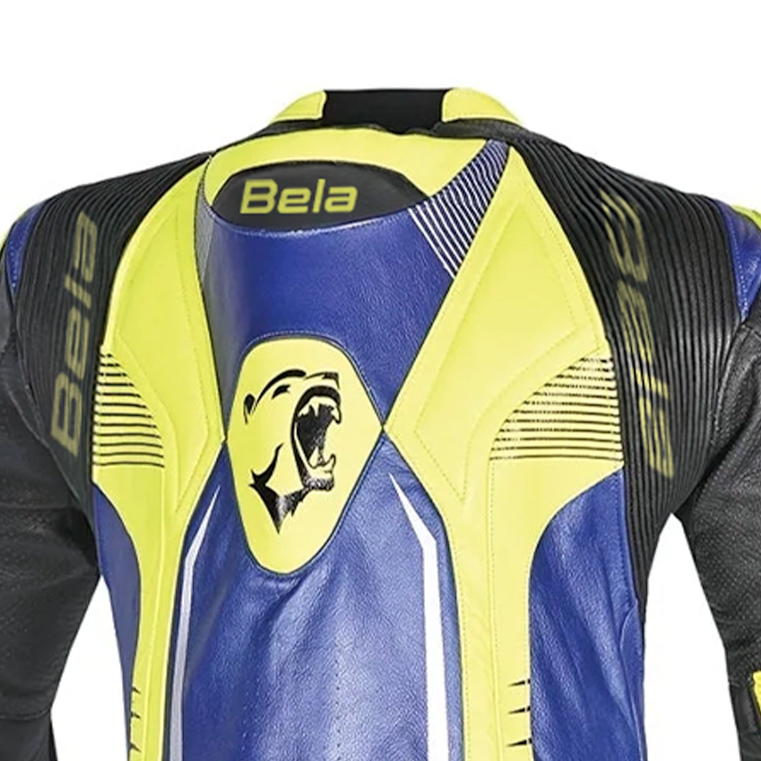 Bela X Race 1 Pc Motorcycle Racing Leather Suit Blue Yellow Black