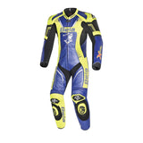 Bela X Race 1 Pc Motorcycle Racing Leather Suit Blue Yellow Black