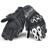 BELA Armour Pro Short Motorcycle Leather Gloves Black White