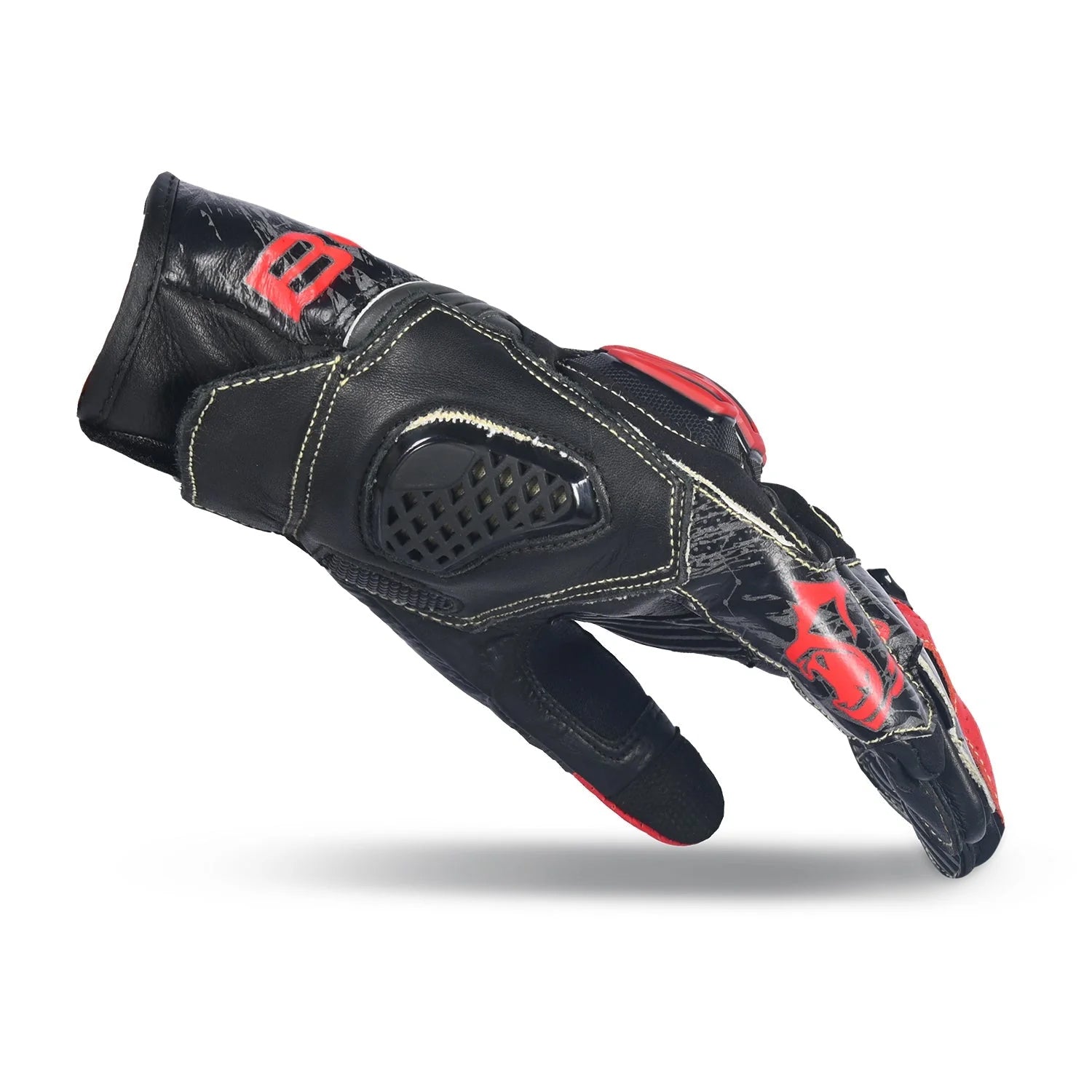 BELA Armour Pro Short Motorcycle Leather Gloves Black Red