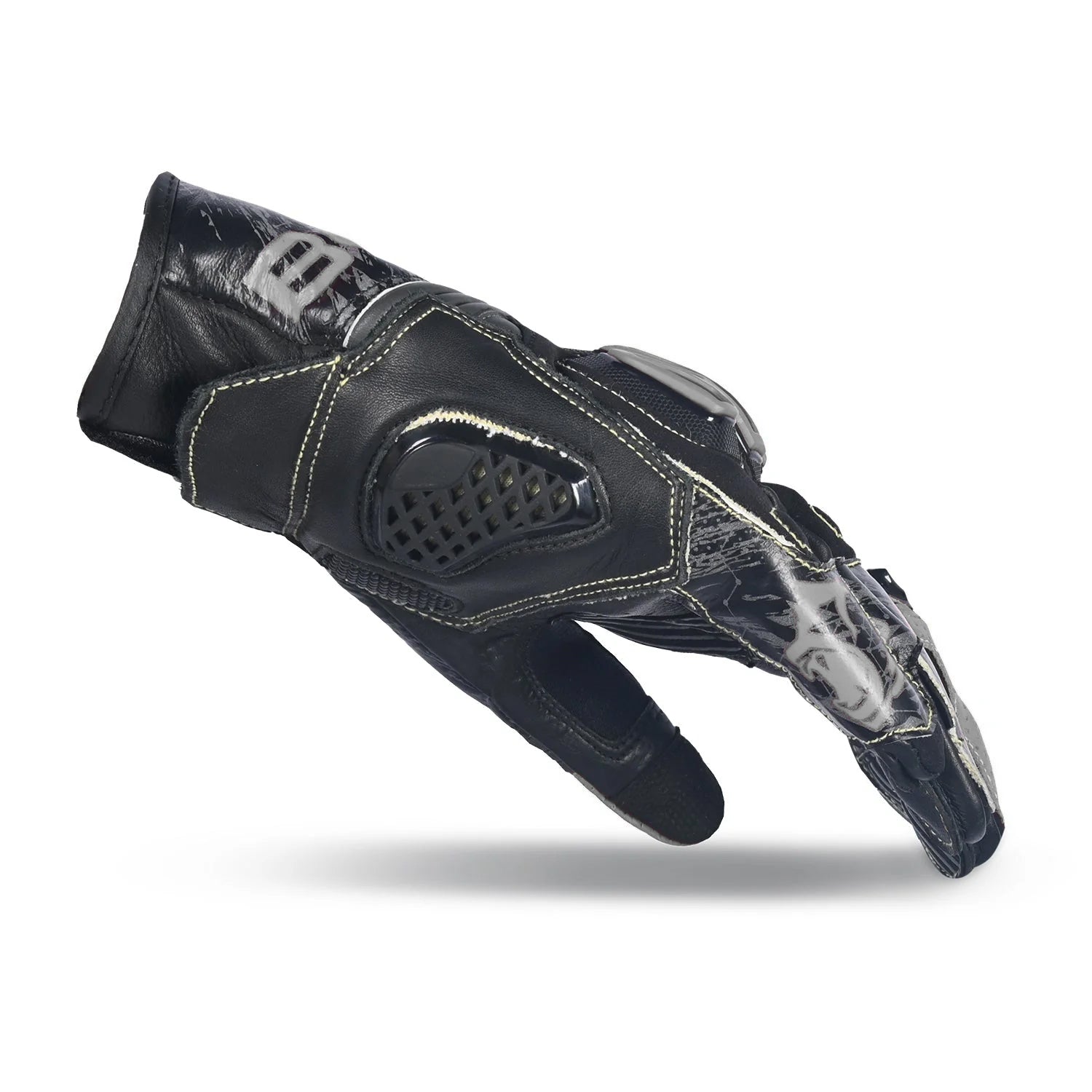 BELA Armour Pro Short Motorcycle Leather Gloves Black