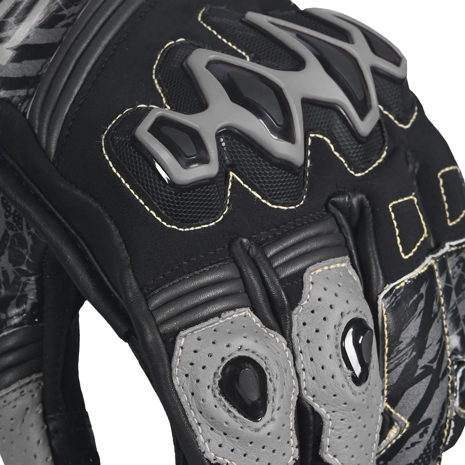 BELA Armour Pro Short Motorcycle Leather Gloves Black