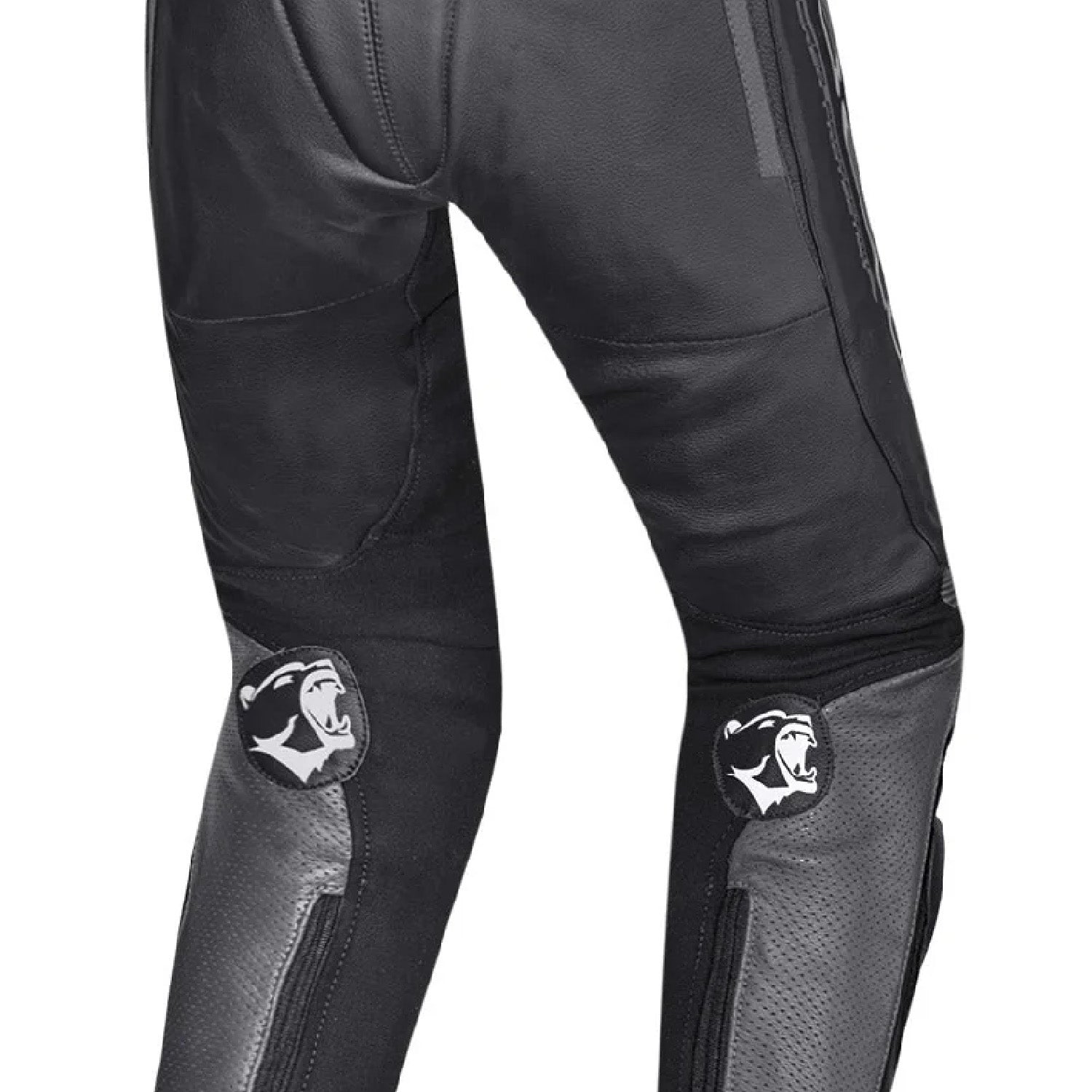 BELA BEAST MEN MOTORCYCLE LEATHER PANT BLACK WHITE ANTHARACITE