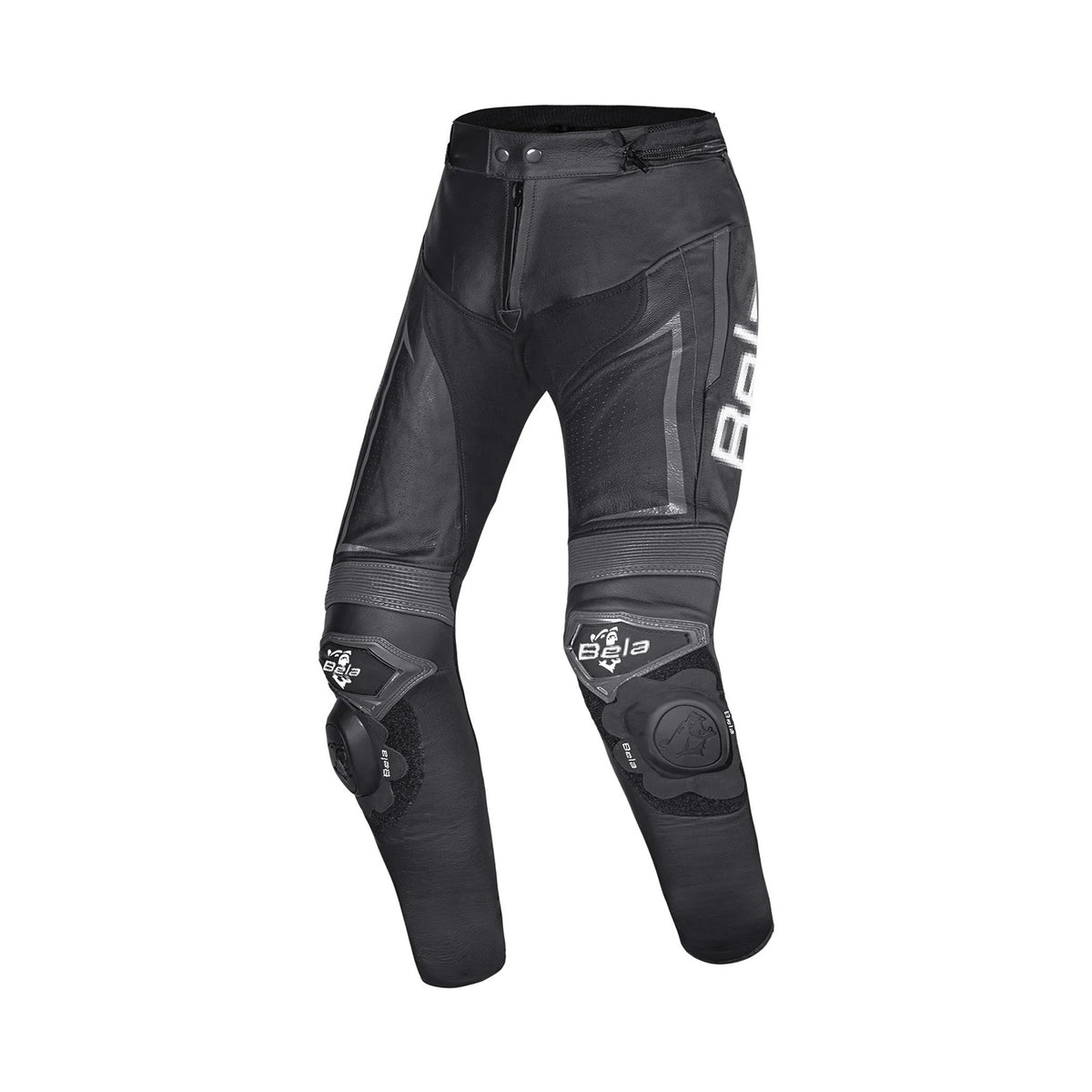 BELA BEAST MEN MOTORCYCLE LEATHER PANT BLACK WHITE ANTHARACITE