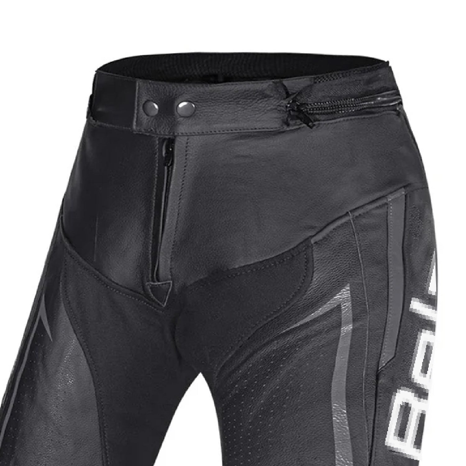 BELA BEAST MEN MOTORCYCLE LEATHER PANT BLACK WHITE ANTHARACITE