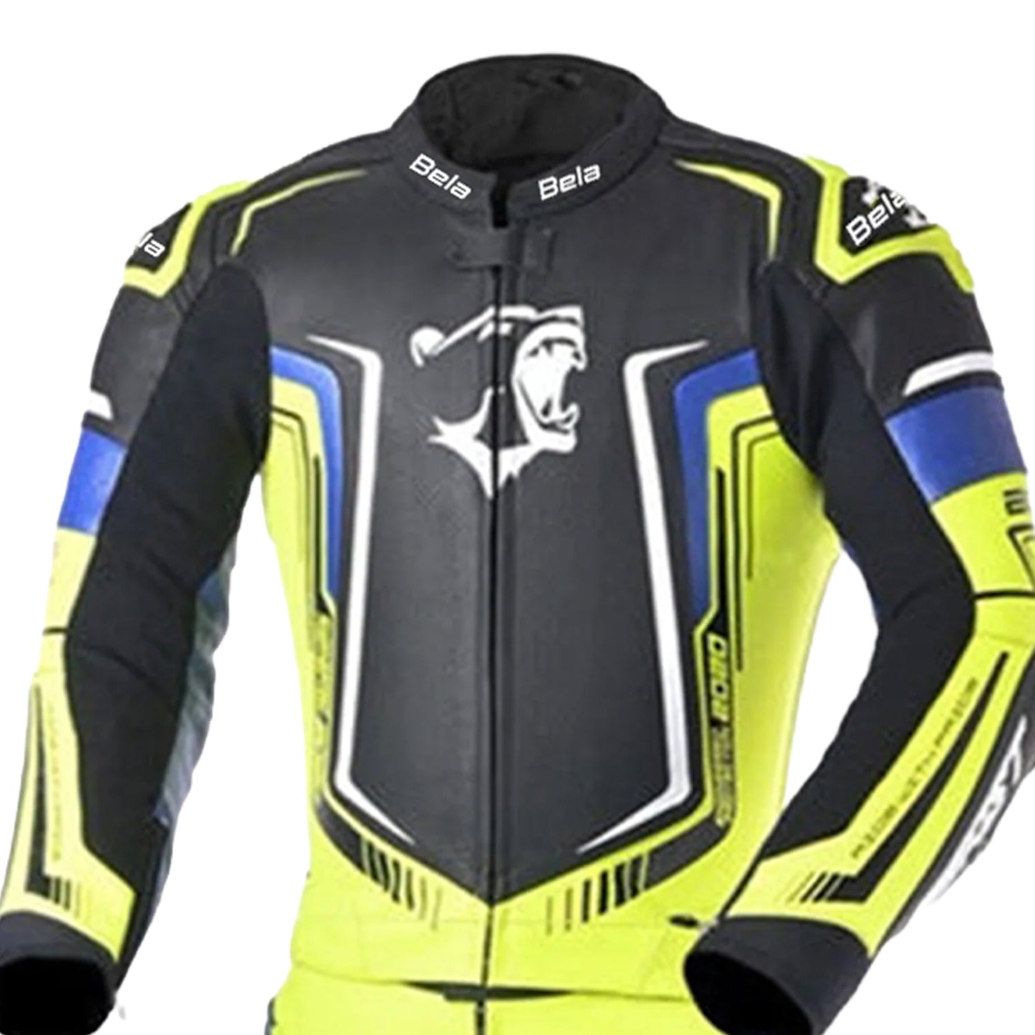 BELA Beast 2 PC Motorcycle Leathers Suits Black White Fluor Yellow Blue