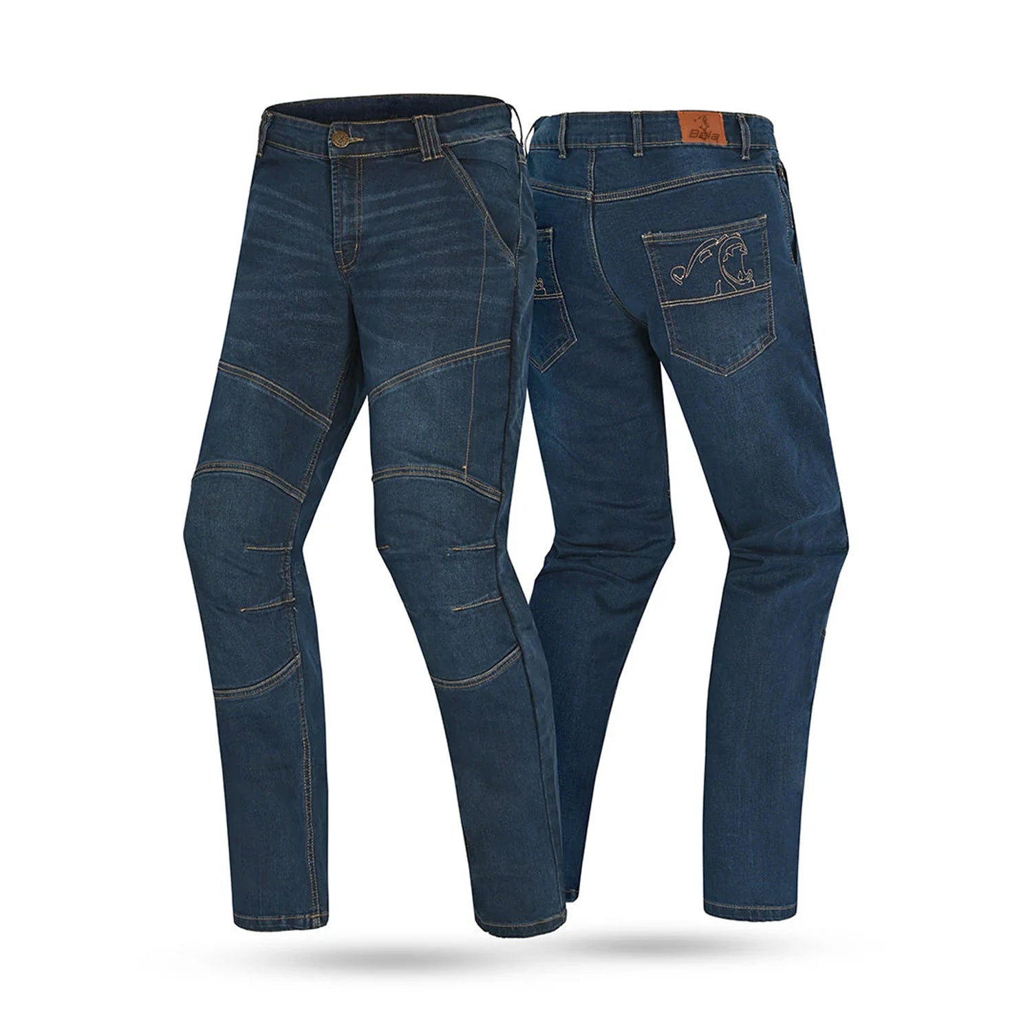 BELA Crack Denim Jeans Pants Blue