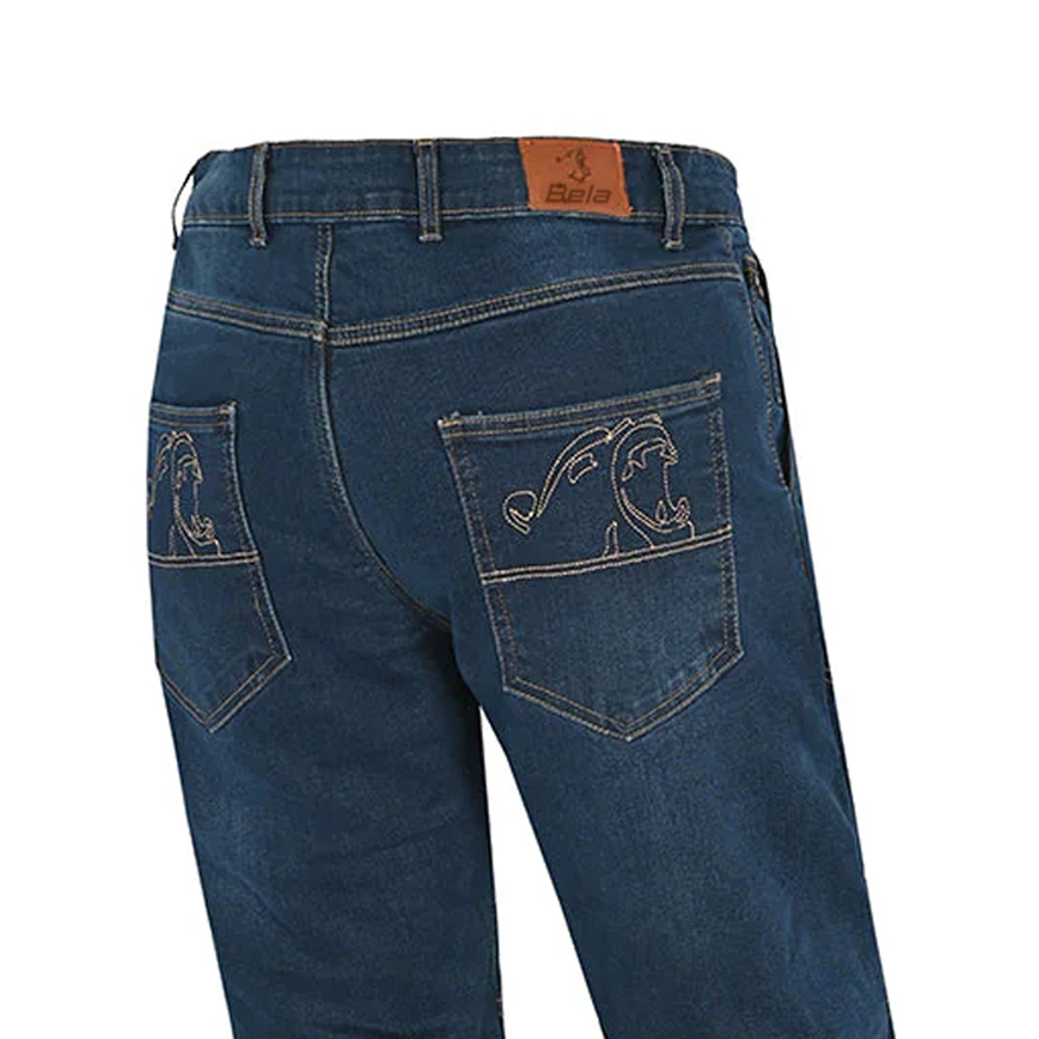 BELA Crack Denim Jeans Pants Blue