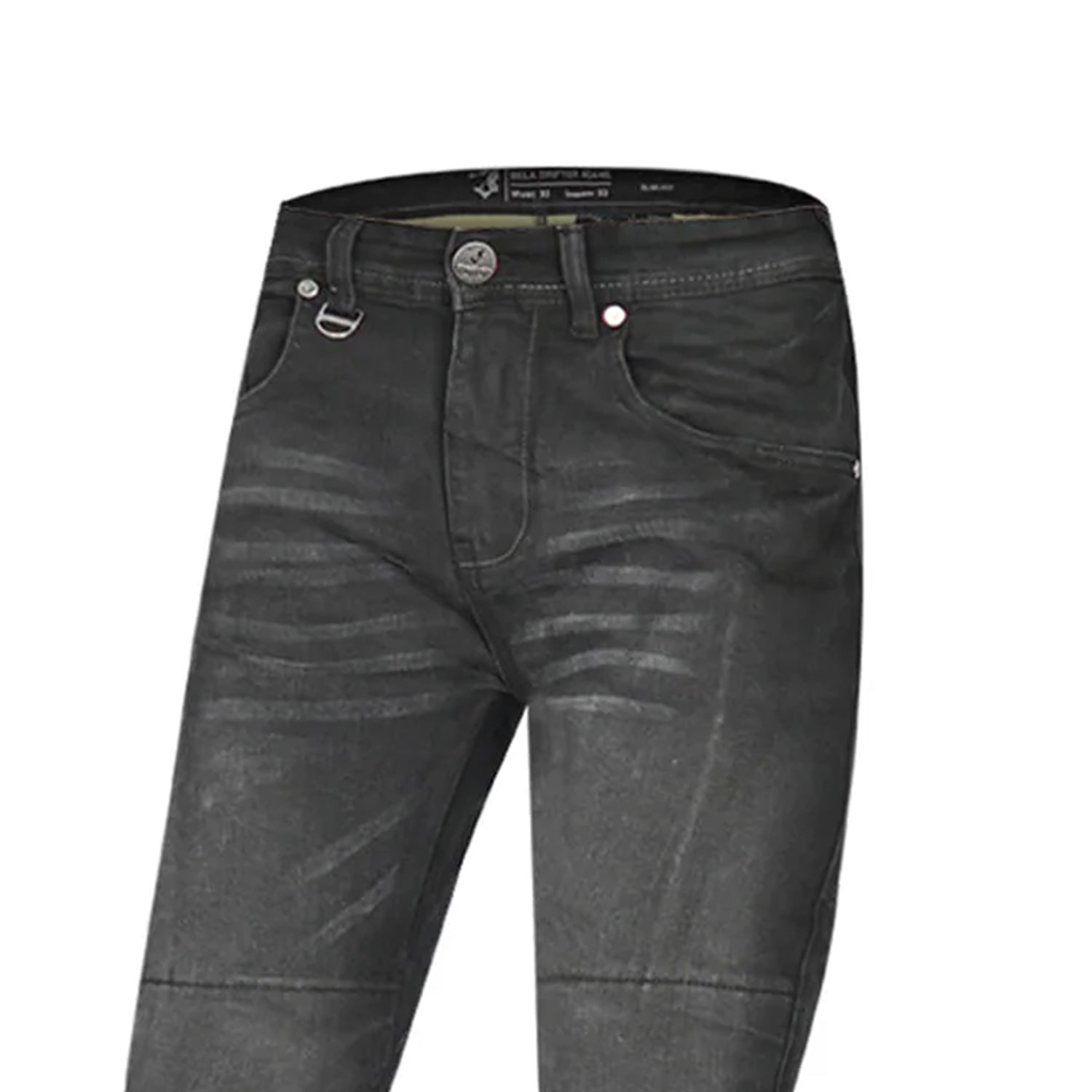 BELA DRIFTER MOTORCYCLE DENIM JEANS 32L BLACK