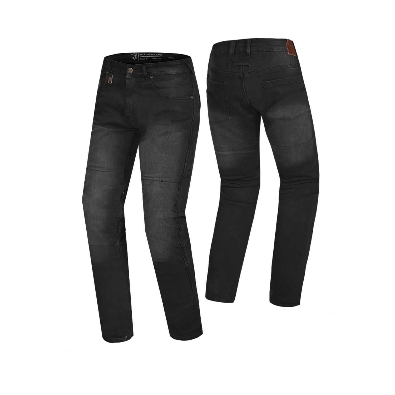 BELA DRIFTER MOTORCYCLE DENIM JEANS 34L BLACK TIE & DYE