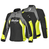 BELA Elanur Lady Textile Motorcycle Touring Jacket Black Grey Yellow