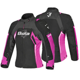 BELA Elanur Lady Motorcycle Textile Touring Jacket Black Grey Pink