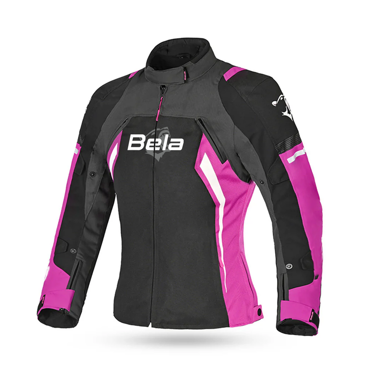 BELA Elanur Lady Motorcycle Textile Touring Jacket Black Grey Pink