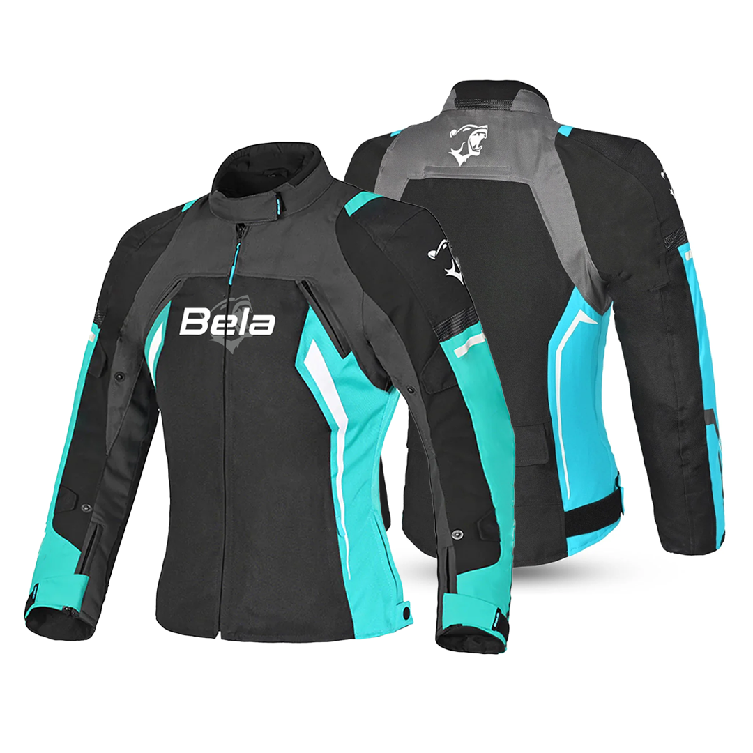 BELA Elanur Lady Motorbike Textile Jacket Black Grey Turquoise