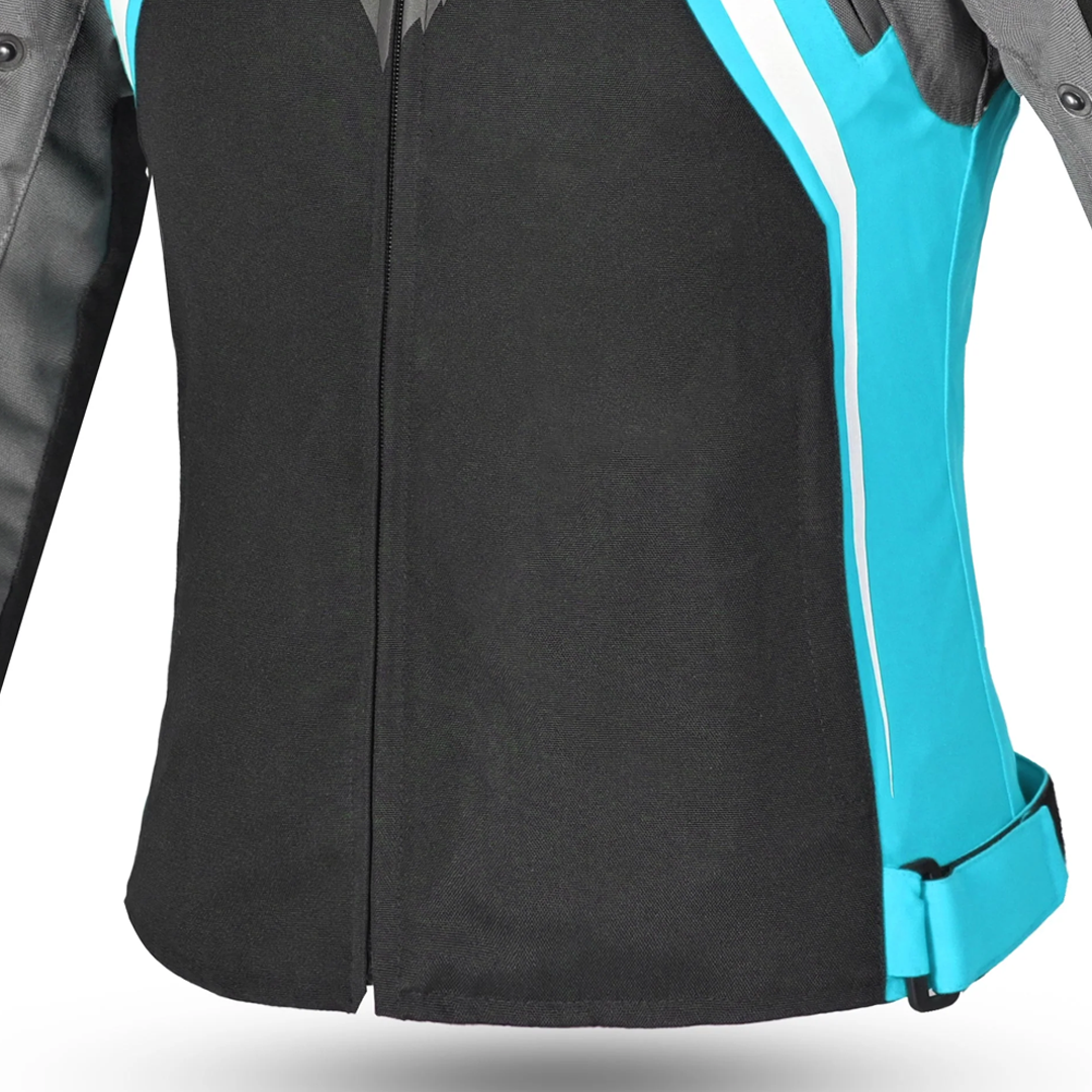 BELA Elanur Lady Motorbike Textile Jacket Black Grey Turquoise