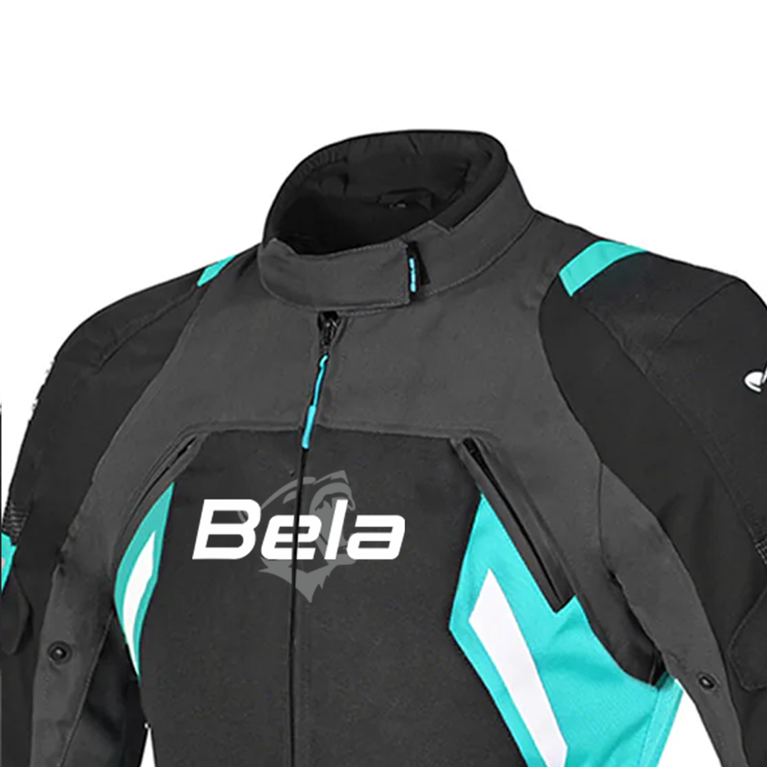 BELA Elanur Lady Motorbike Textile Jacket Black Grey Turquoise