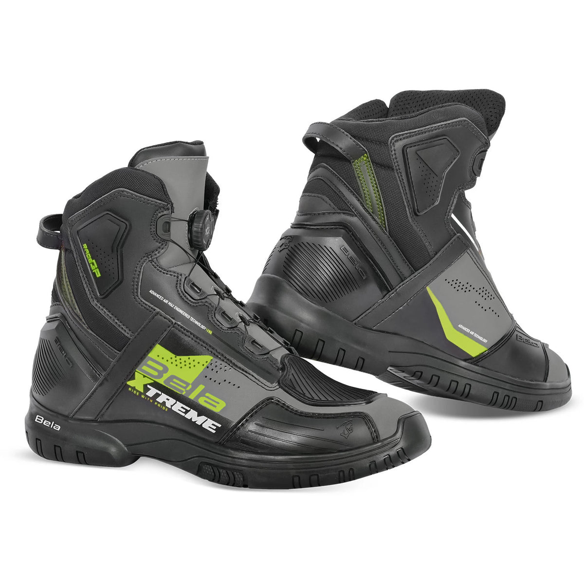 BELA EXTREME FORCE URBAN MOTORCYCLE BOOTS BLACK GREY YELLOW