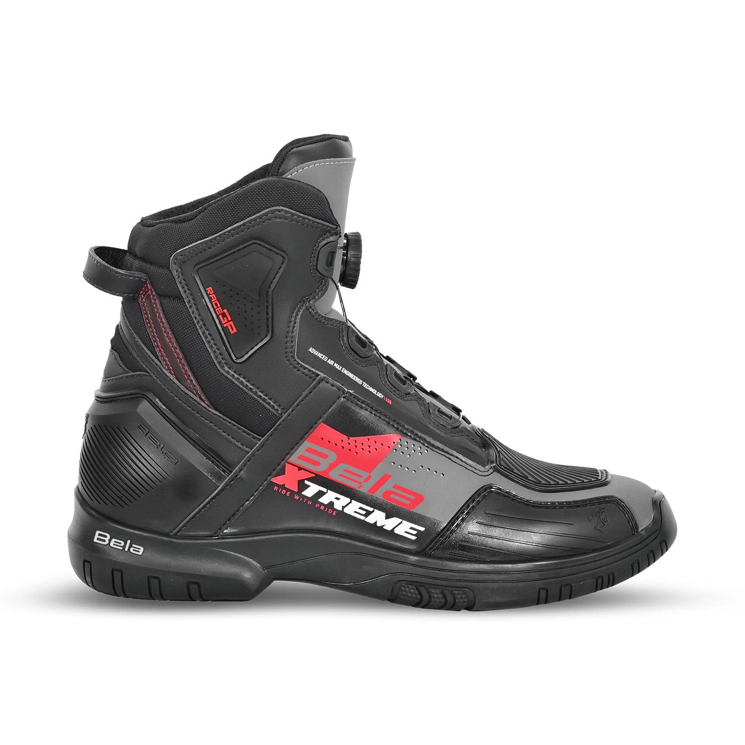 BELA EXTREME FORCE URBAN MOTORCYCLE LADY BOOTS BLACK GREY RED