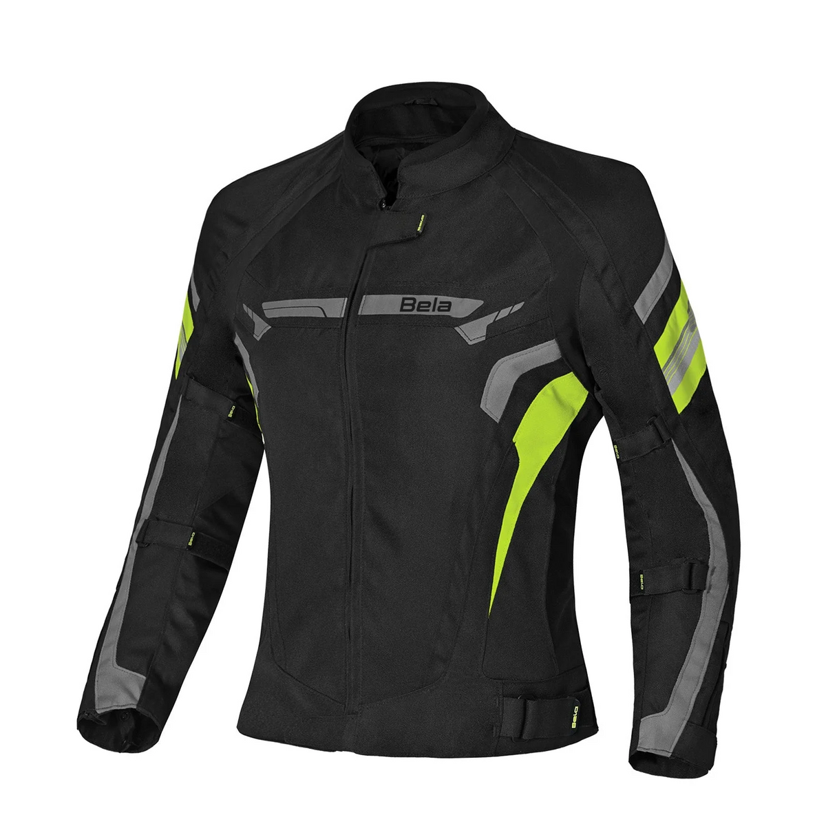 Bela Highland Lady Motorcycle Jacket Black Grey Yellow Fluro