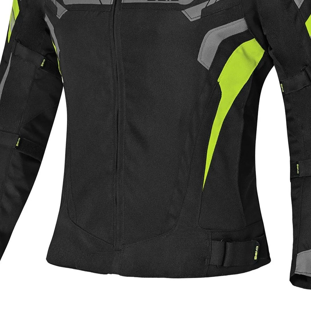 Bela Highland Lady Motorcycle Jacket Black Grey Yellow Fluro
