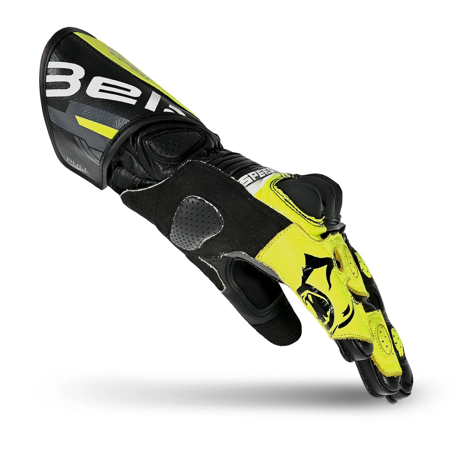 BELA Lemox Men's Motorcycle Racing Gloves Black White Yellow