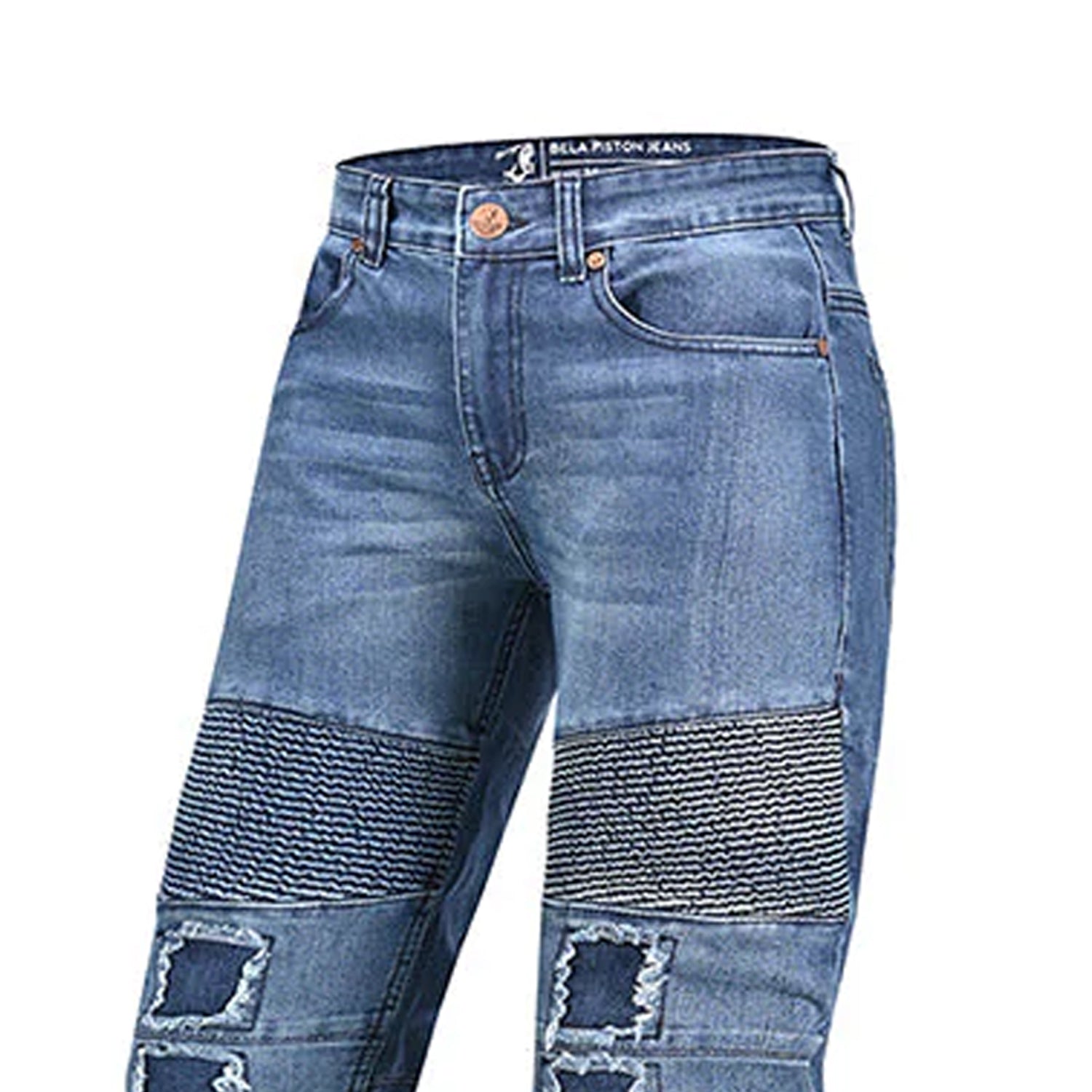 BELA PISTON (MXD-405) MEN MOTORCYCLE JEANS DIRTY BLUE