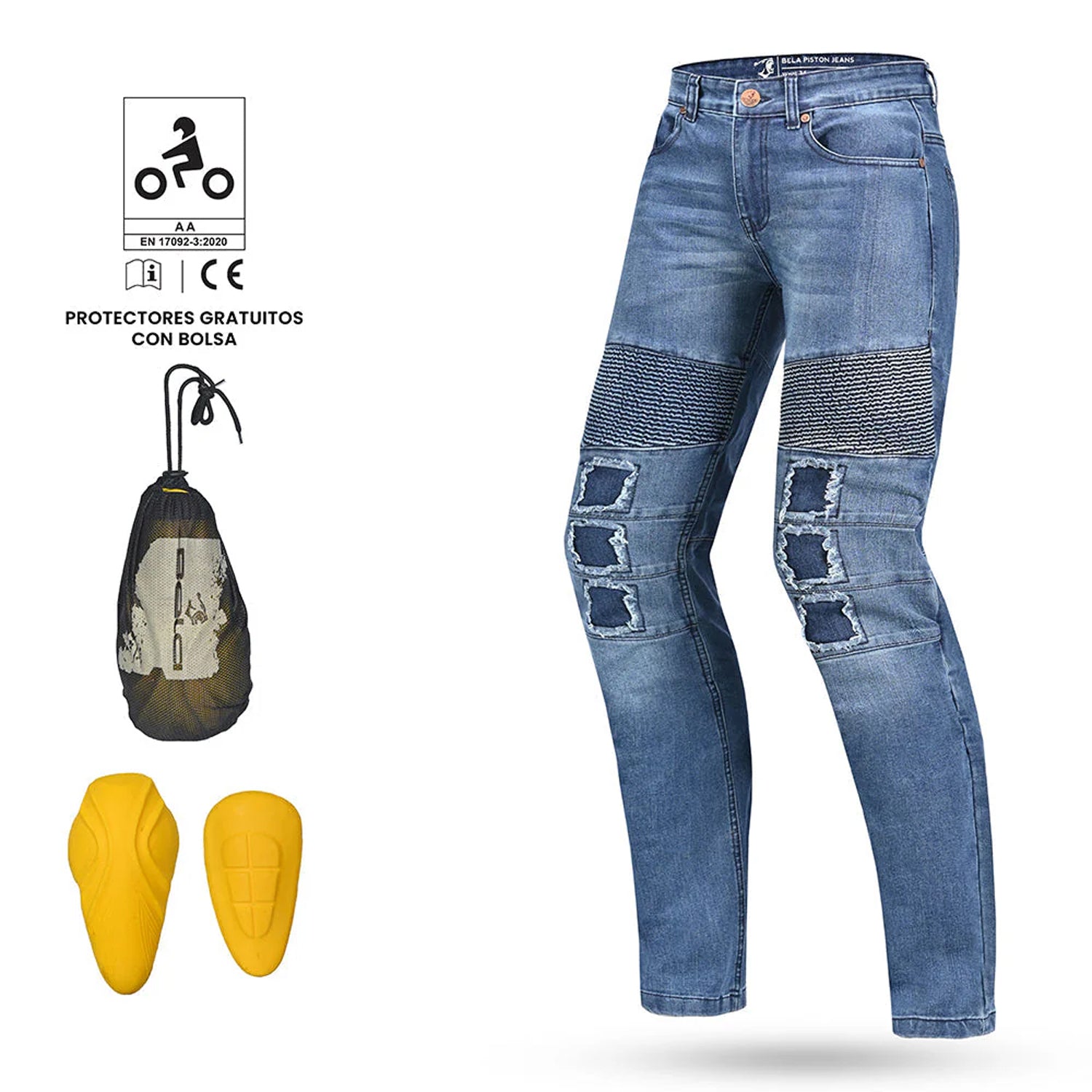 BELA Piston Motorcycle Denim Jeans 34L Blue