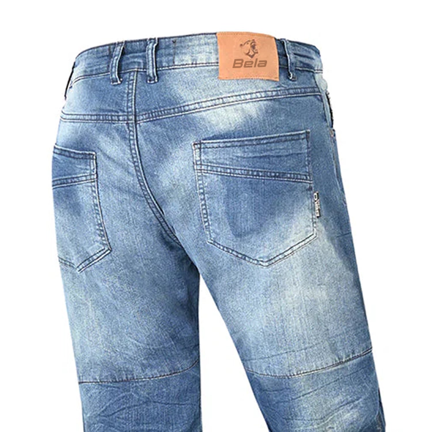 BELA Piston Men Motorcycle Jeans 32L Blue Spray