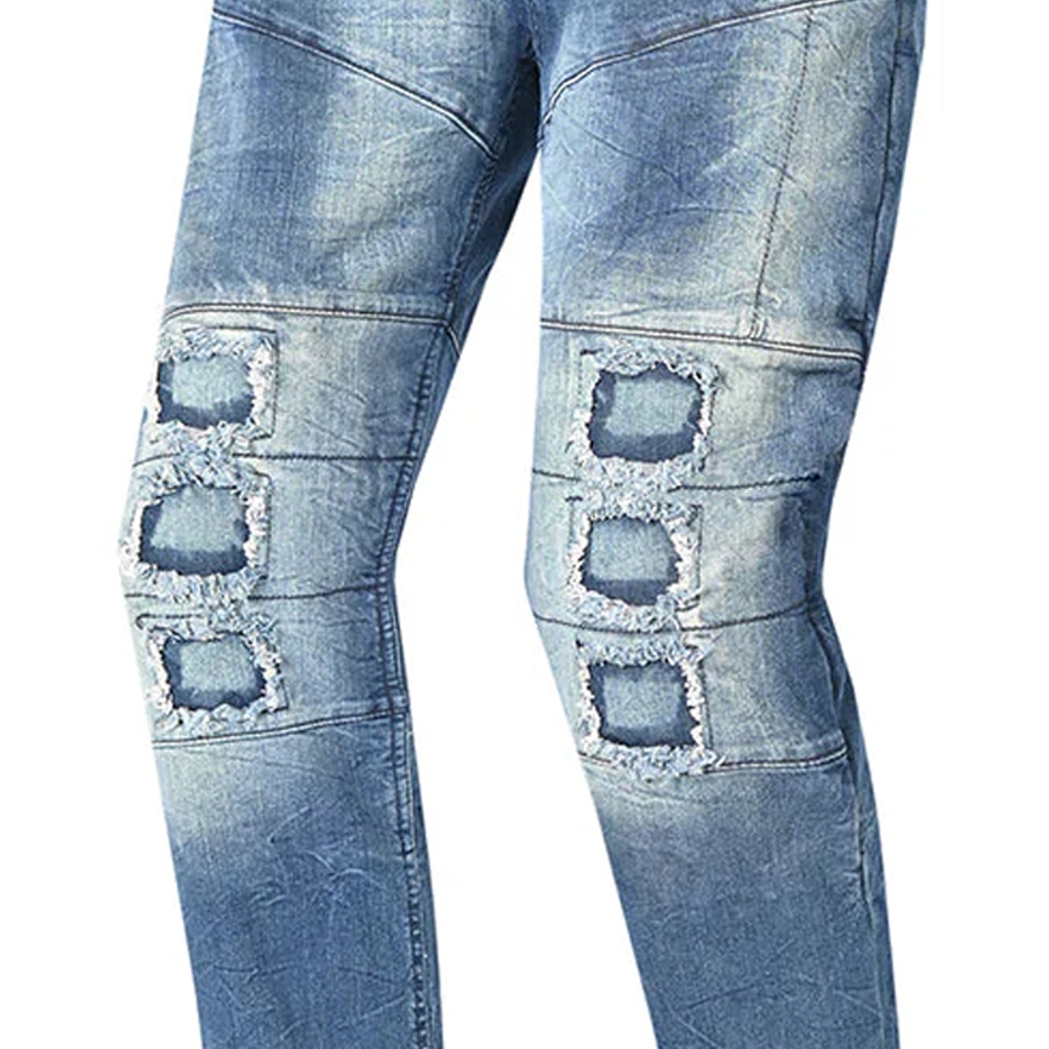 BELA Piston Men Motorcycle Jeans 32L Blue Spray