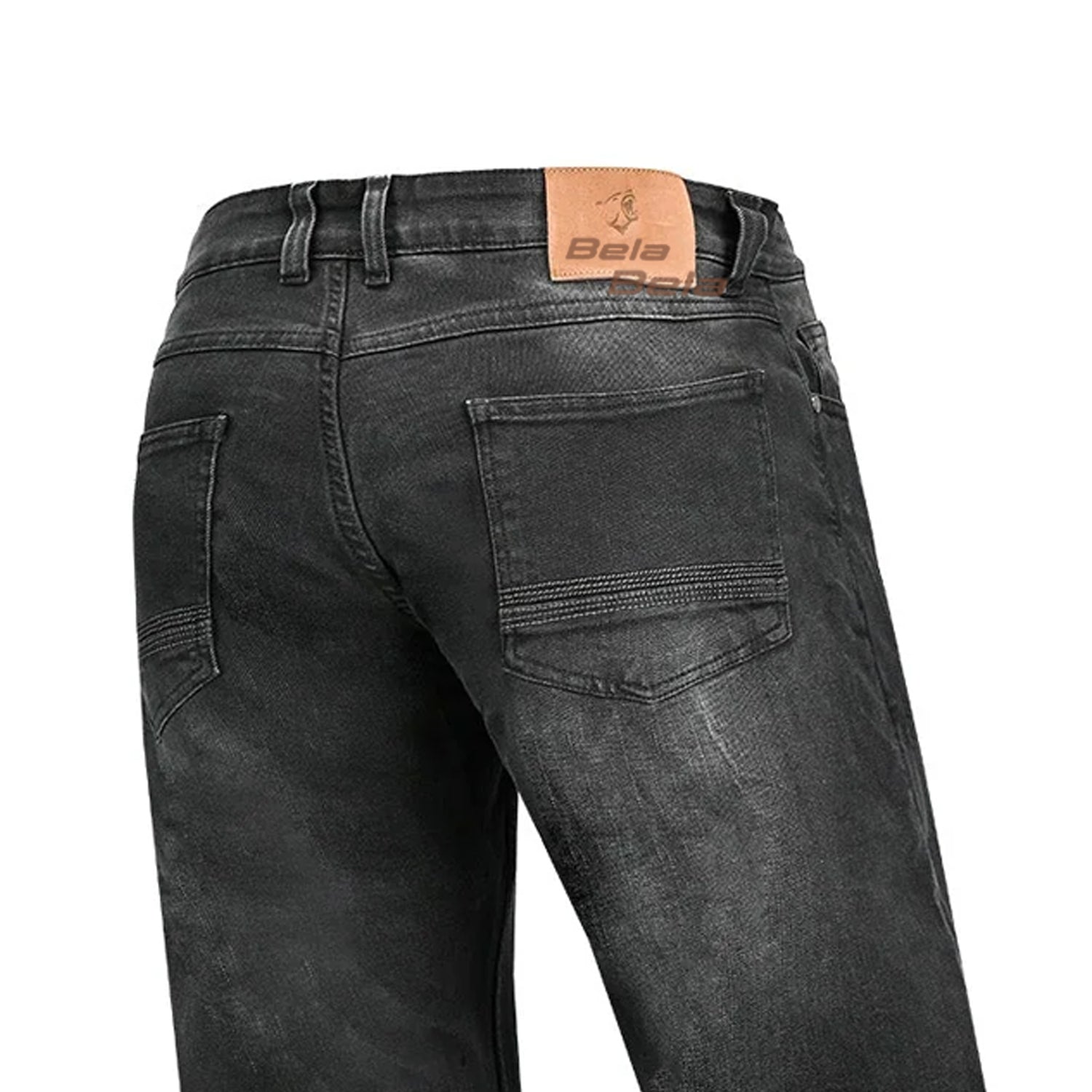 BELA RIO MEN MOTORCYCLE DENIM JEANS 32L TIE & DYE BLACK