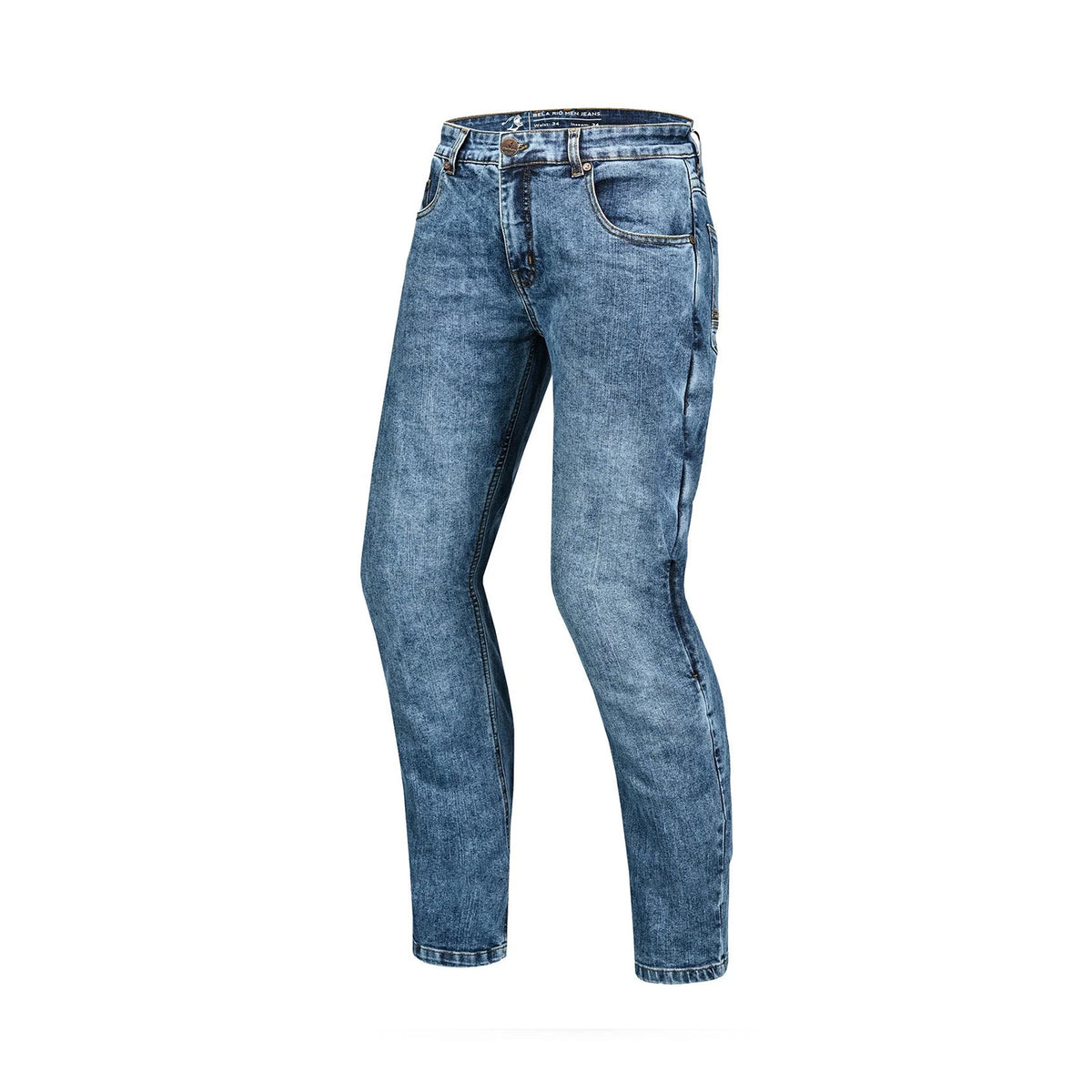 BELA RIO MOTORCYCLE DENIM JEANS 34L RANDOM BLUE SPRAY