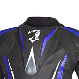 Bela Rocket Men Leather Motorcycle Jacket Black/Blue