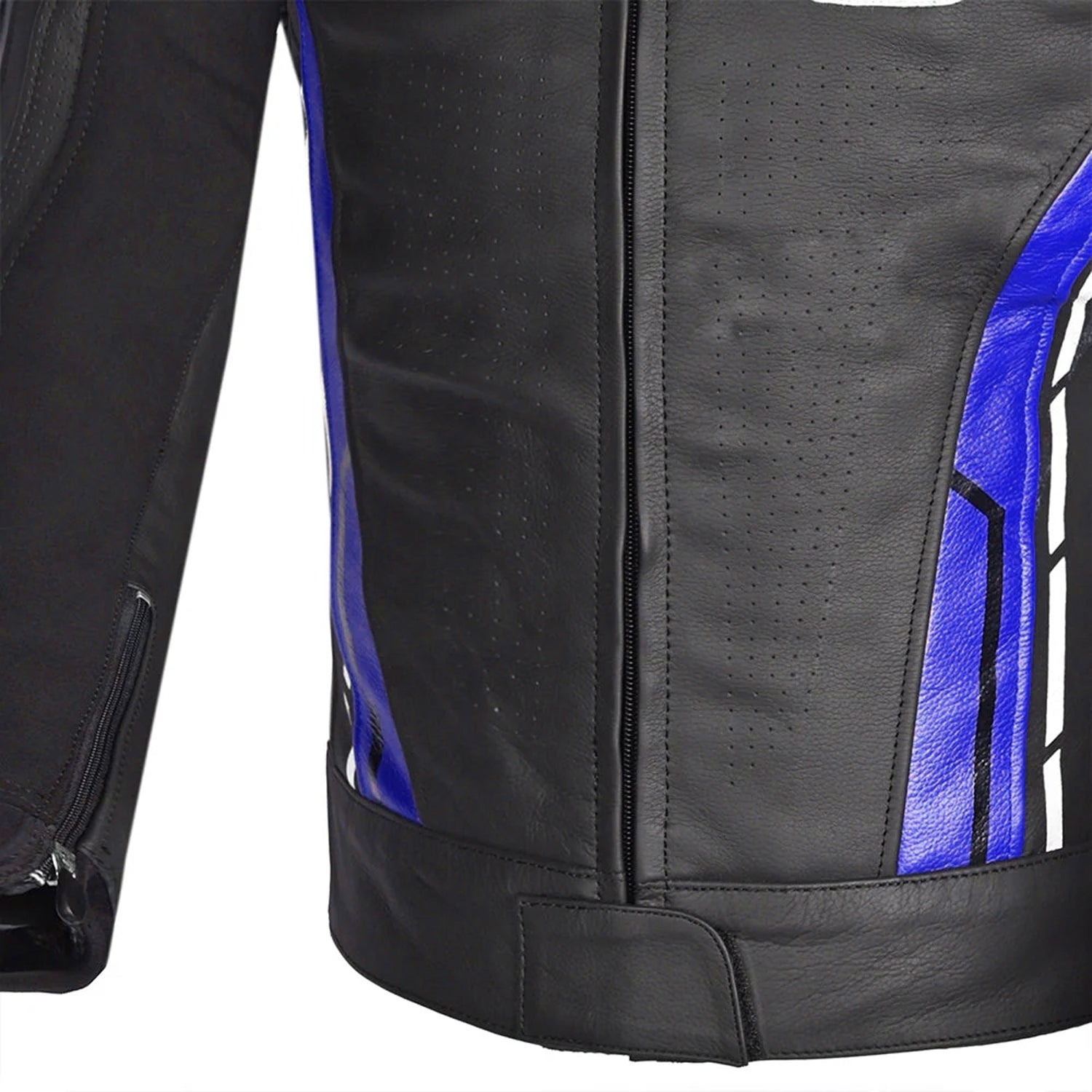 Bela Rocket Men Leather Motorcycle Jacket Black/Blue