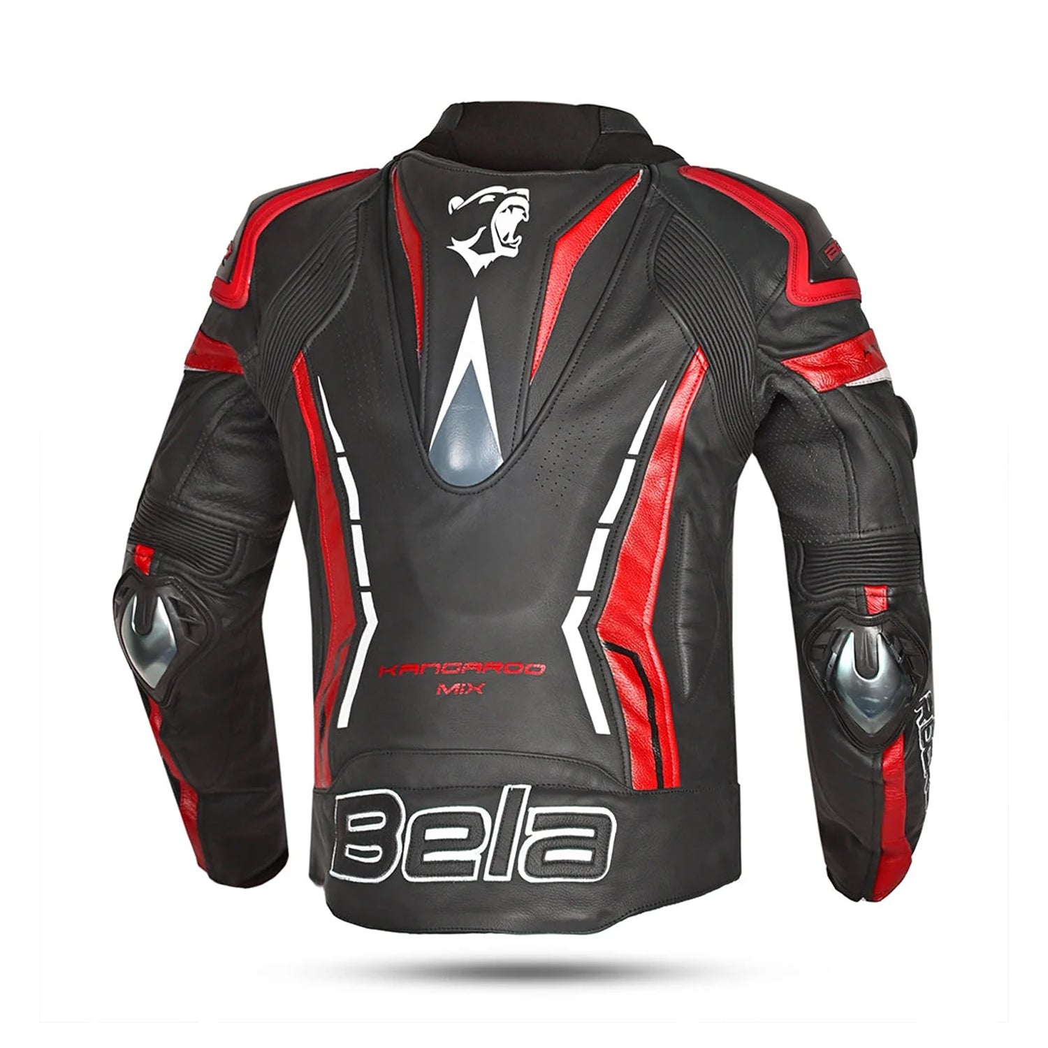 Bela Rocket Men Leather Motorcycle Jacket Black/Red