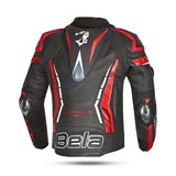 Bela Rocket Men Leather Motorcycle Jacket Black/Red