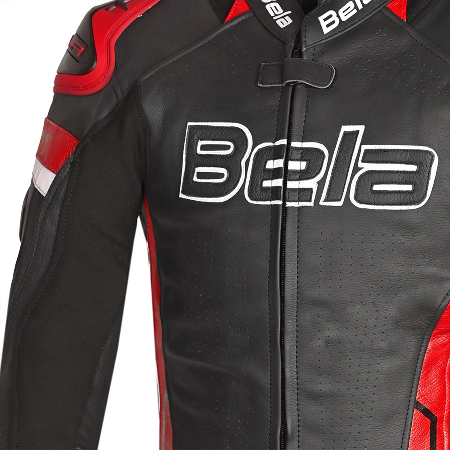 Bela Rocket Men Leather Motorcycle Jacket Black/Red
