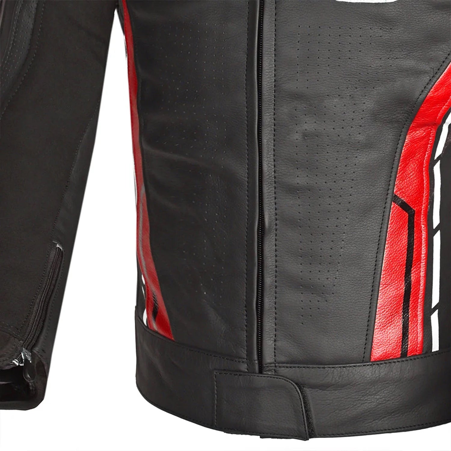 Bela Rocket Men Leather Motorcycle Jacket Black/Red