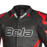 Bela Rocket Men Leather Motorcycle Jacket Black/Red