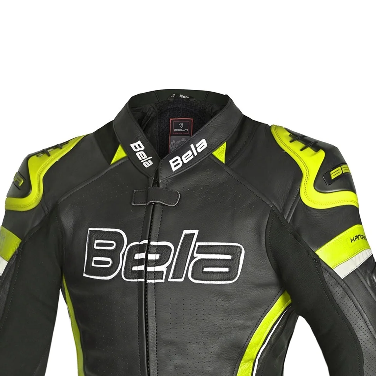 Bela Rocket Lady Leather Jacket Black/Yellow Fluorescent