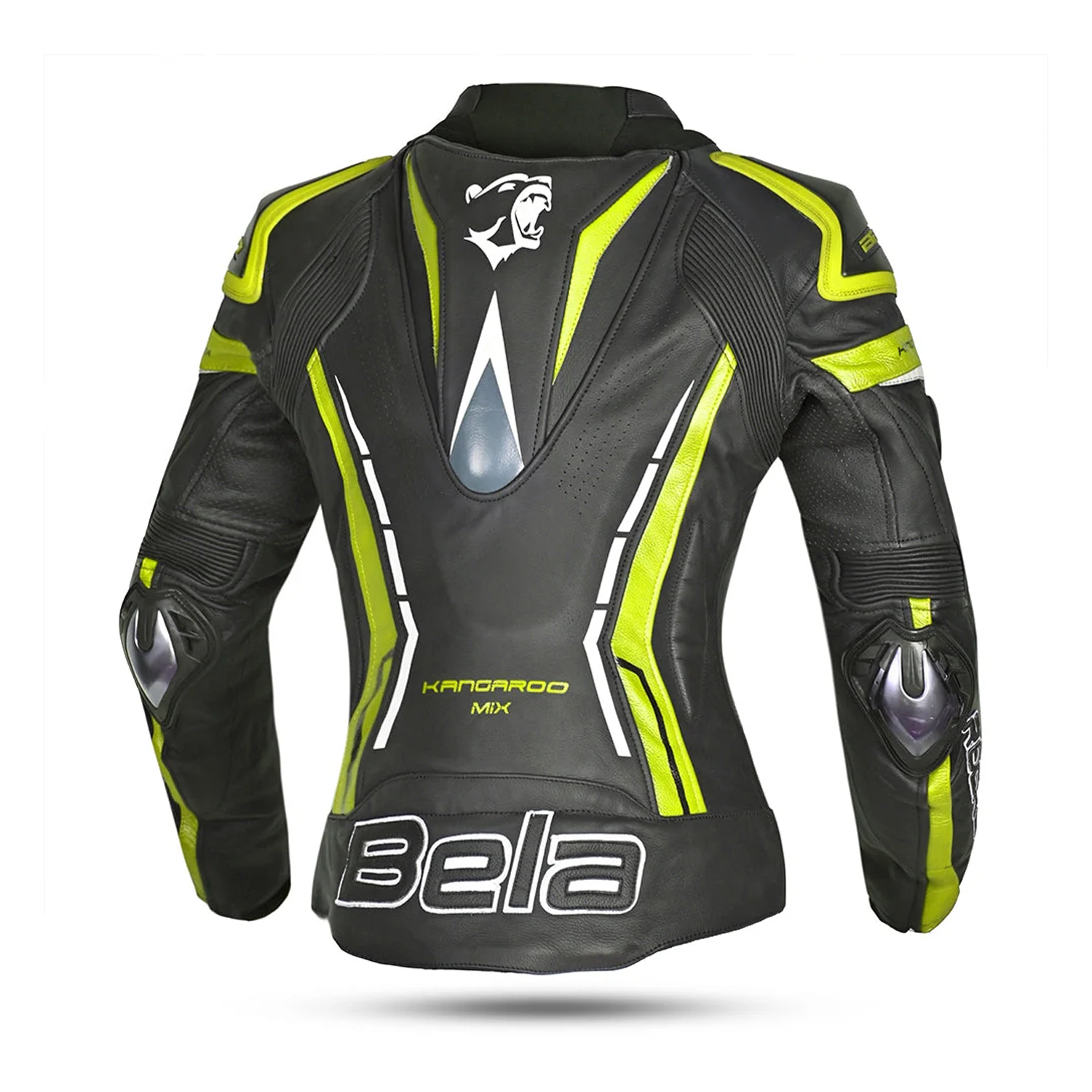Bela Rocket Lady Leather Jacket Black/Yellow Fluorescent
