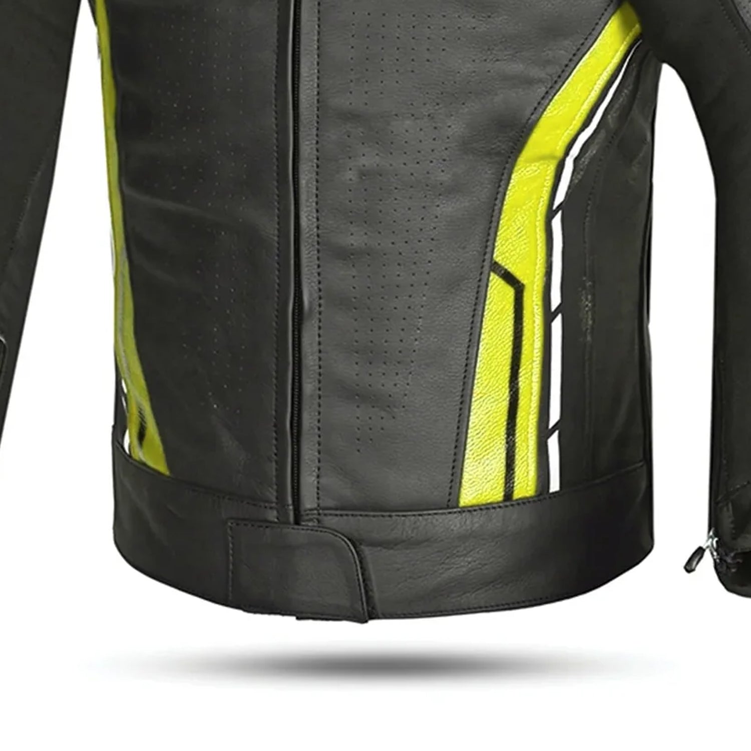 Bela Rocket Man Motorcycle Leather Jacket Black Yellow Fluo