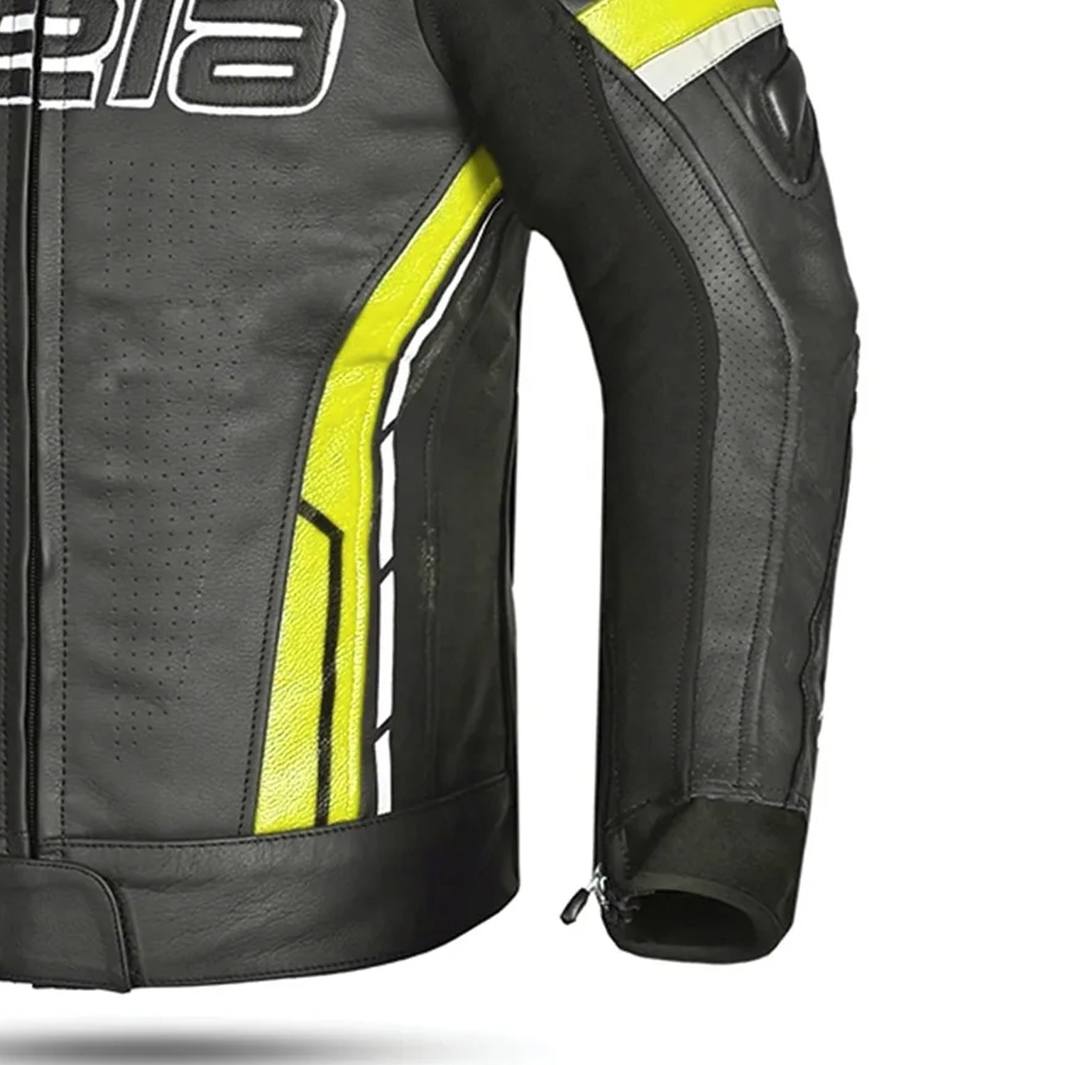 Bela Rocket Man Motorcycle Leather Jacket Black Yellow Fluo