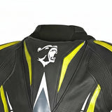Bela Rocket Man Motorcycle Leather Jacket Black Yellow Fluo